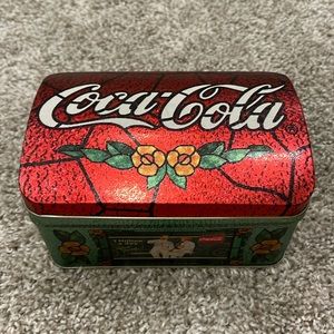 Coca-Cola Vintage Stained Glass Hinge Top Tin